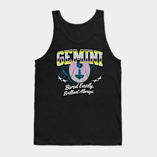 Gemini Bored Easily Brilliant Always Retro Bootleg Zodiac Sign Tank Top